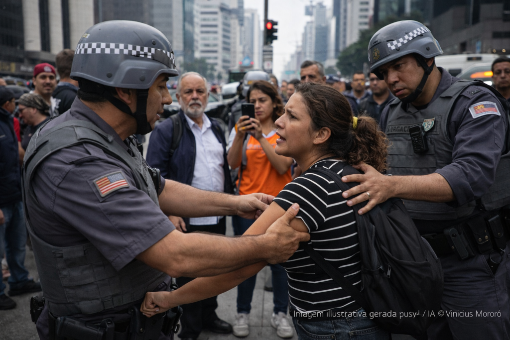 Mulher é imobilizada pela PM na Avenida Paulista durante discussão trabalhista mulher-e-imobilizada-pela-pm-na-avenida-paulista-durante-discussao-trabalhista